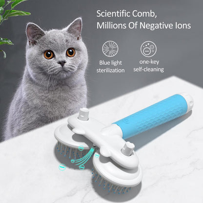 Pet Cat Brush Dog Slicker Brush Double-headed Negative Ion One-button Self Cleaning Dog Cat Hair Removal Pets Products - Renee Lane Company