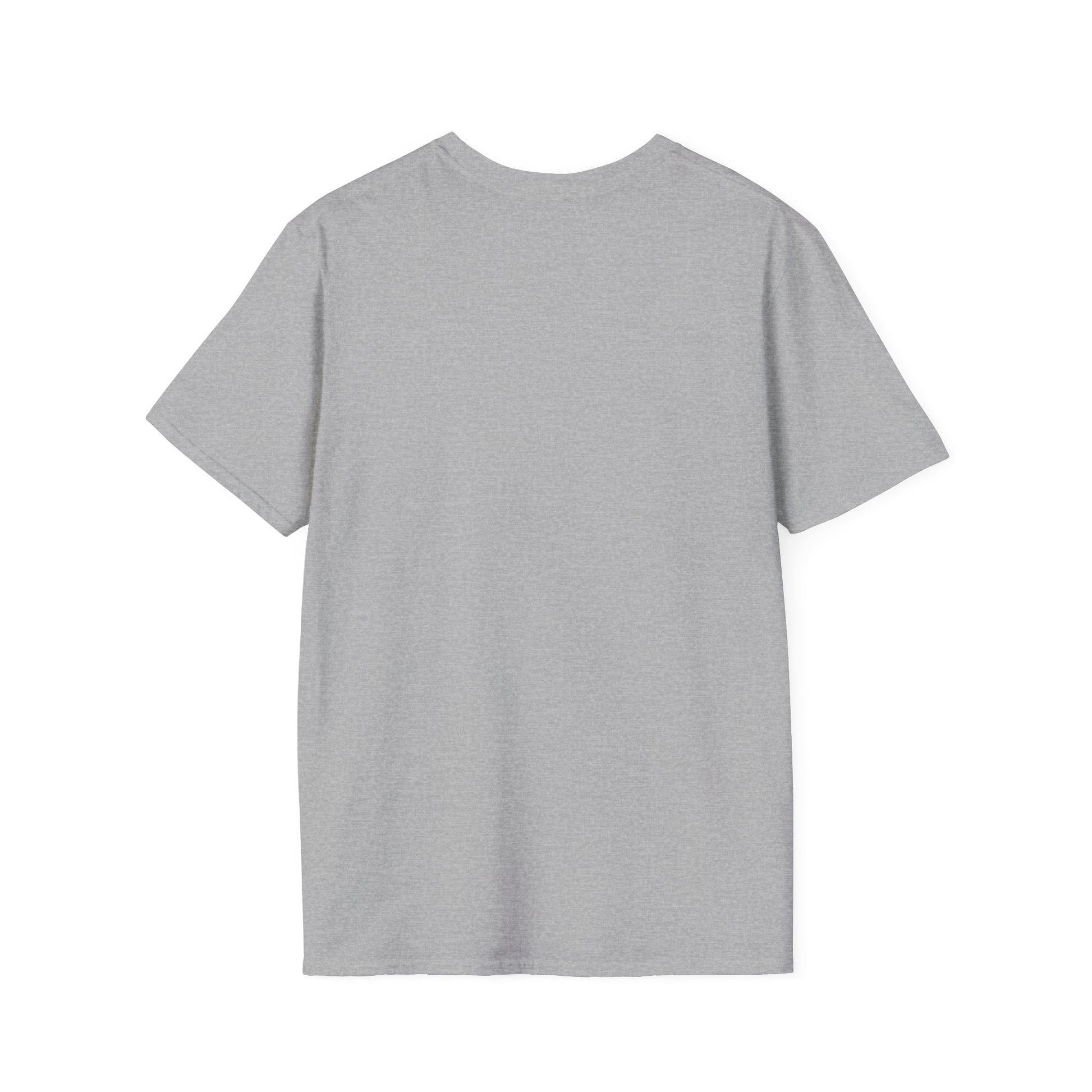 Light gray crew-neck T-shirt with no graphic on the back, short sleeves