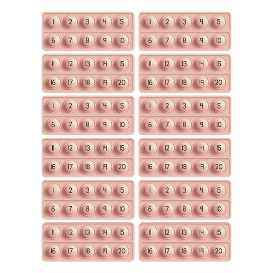 Pink number fidget frame boards with raised counting circles, set of 12