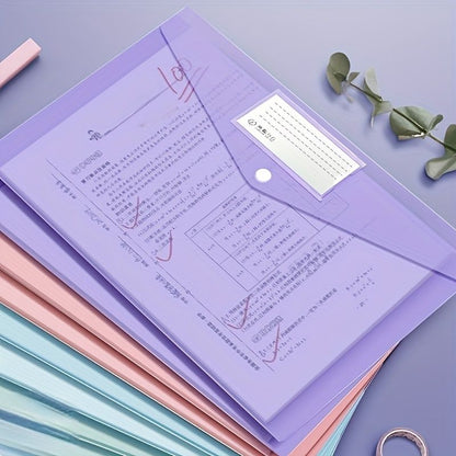 10pcs A4 Document Bags - Morandi Transparent Thickened Snap Button Data Storage - High Value Protection - Renee Lane Company