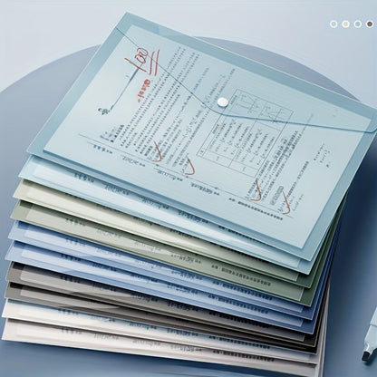 10pcs A4 Document Bags - Morandi Transparent Thickened Snap Button Data Storage - High Value Protection - Renee Lane Company
