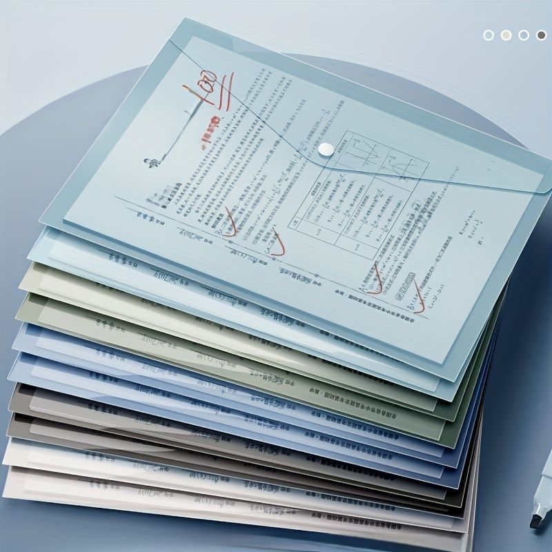 10pcs A4 Document Bags - Morandi Transparent Thickened Snap Button Data Storage - High Value Protection - Renee Lane Company