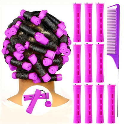 10pcs Professional Hair Perm Rods with Comb and Elastic Rubber Bands - Short Curlers for Perfect Hair Styling and Hairdressing - Renee Lane Company