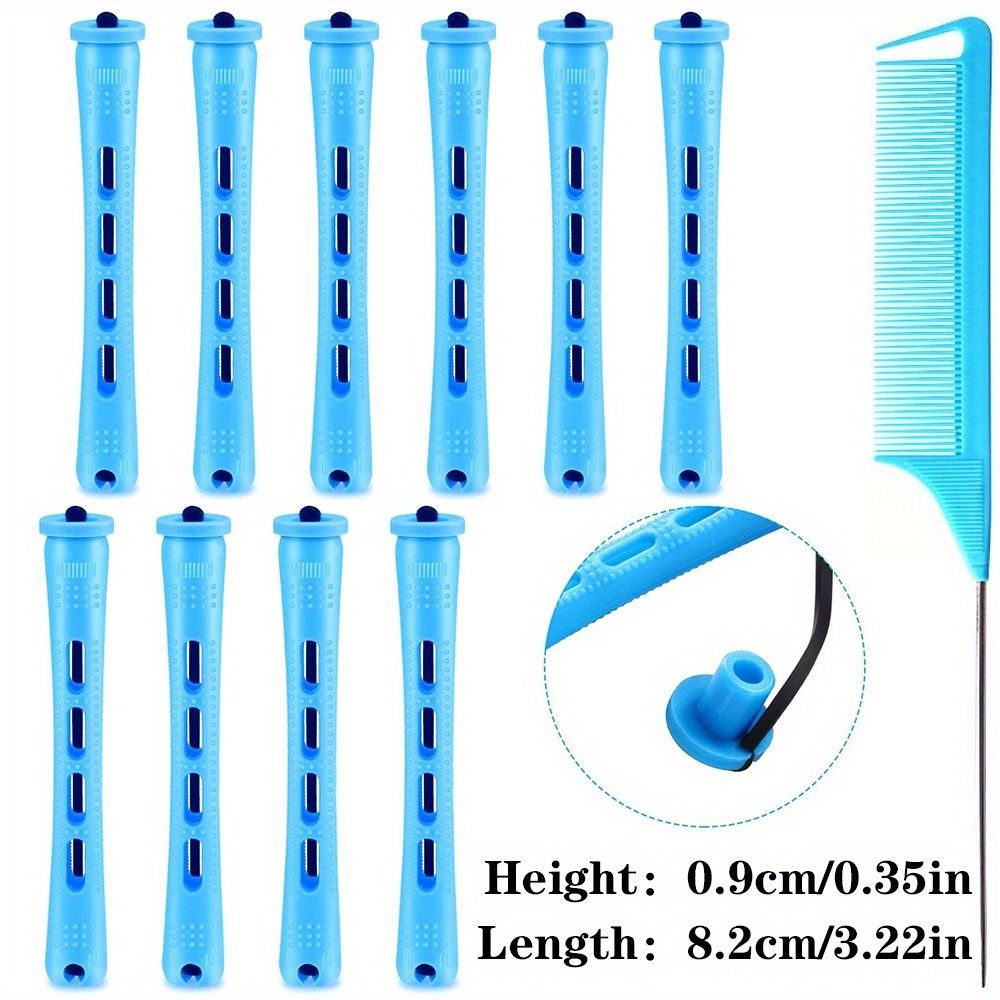 10pcs Professional Hair Perm Rods with Comb and Elastic Rubber Bands - Short Curlers for Perfect Hair Styling and Hairdressing - Renee Lane Company