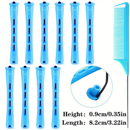 10pcs Professional Hair Perm Rods with Comb and Elastic Rubber Bands - Short Curlers for Perfect Hair Styling and Hairdressing - Renee Lane Company