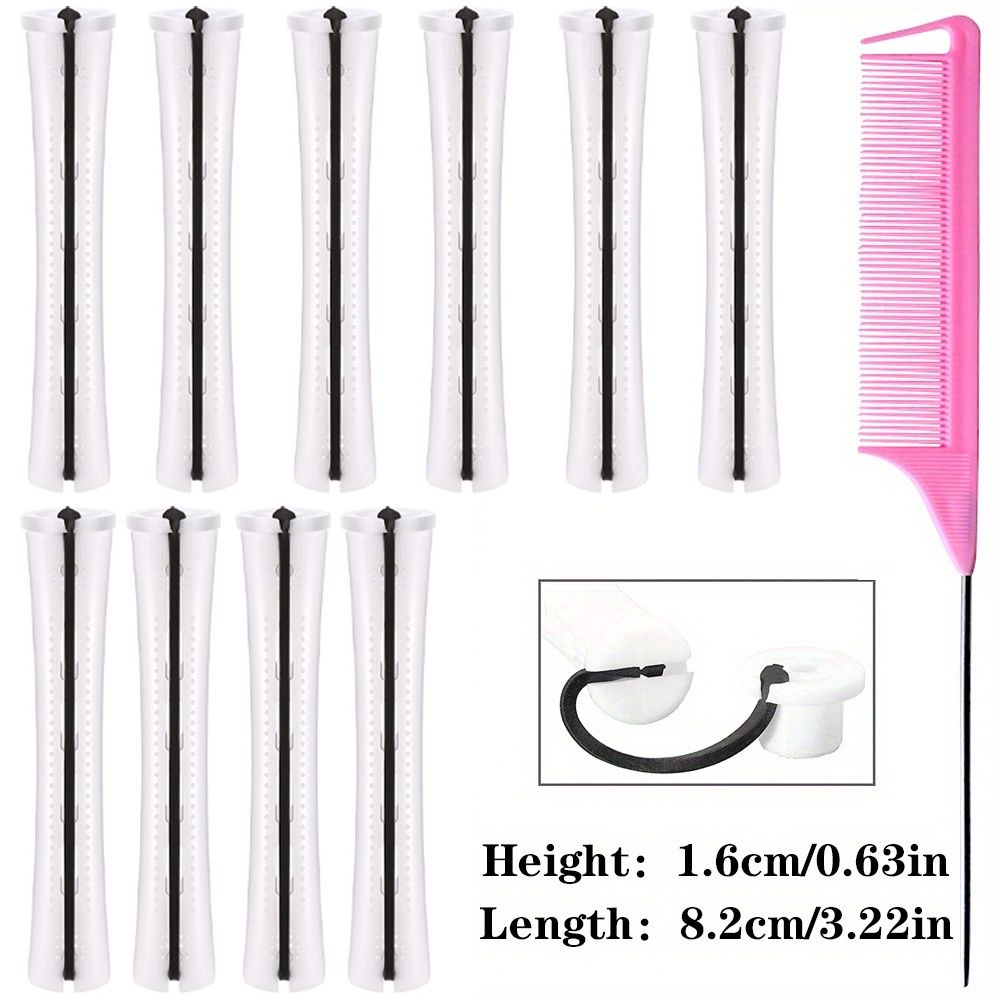 10pcs Professional Hair Perm Rods with Comb and Elastic Rubber Bands - Short Curlers for Perfect Hair Styling and Hairdressing - Renee Lane Company