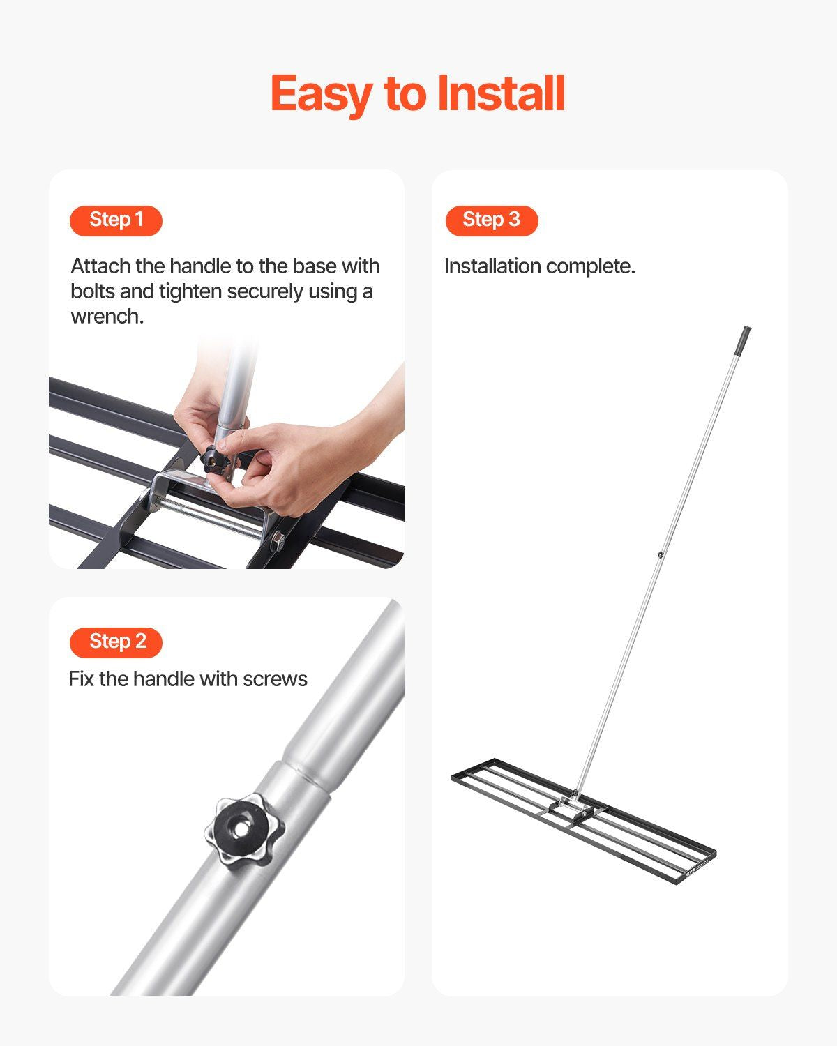 10x48in Lawn Leveling Rake Heavy Duty 83.9in Adjustable Handle for Yard & Garden - Renee Lane Company