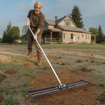 10x48in Lawn Leveling Rake Heavy Duty 83.9in Adjustable Handle for Yard & Garden - Renee Lane Company