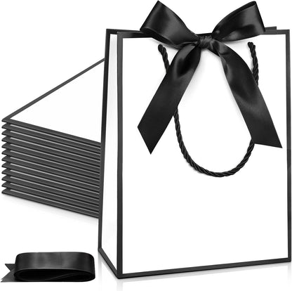 12/24 Pack Paper Gift Bags with Handle 9x7x3.15'' Thank You Gift Bags with Bow Ribbon for Holiday Valentines Wedding Bridal Baby Shower Birthday Party - Renee Lane Company