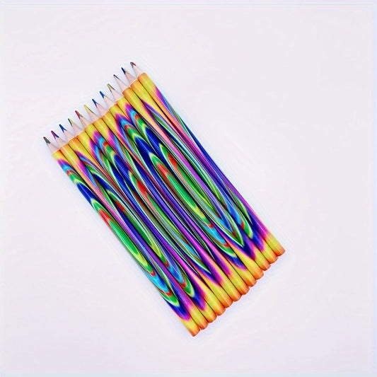 12 Pieces/set Of Triangle, Four Color, One Core, Colored Pencils, Rainbow Pens, Colored Pencils, Student Drawing Tools - Renee Lane Company