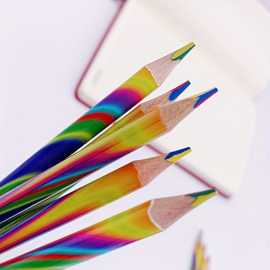 12 Pieces/set Of Triangle, Four Color, One Core, Colored Pencils, Rainbow Pens, Colored Pencils, Student Drawing Tools - Renee Lane Company