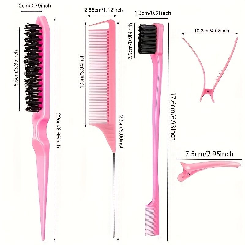 12 pieces Salon-Grade Nylon Teasing Brush Set with Double-Sided Design and Duckbill Clips for Smooth and Controlled Hair Styling - Renee Lane Company