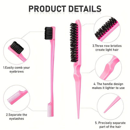 12 pieces Salon-Grade Nylon Teasing Brush Set with Double-Sided Design and Duckbill Clips for Smooth and Controlled Hair Styling - Renee Lane Company