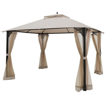 12 x 10 Feet Outdoor Double Top Patio Gazebo with Netting - Renee Lane Company