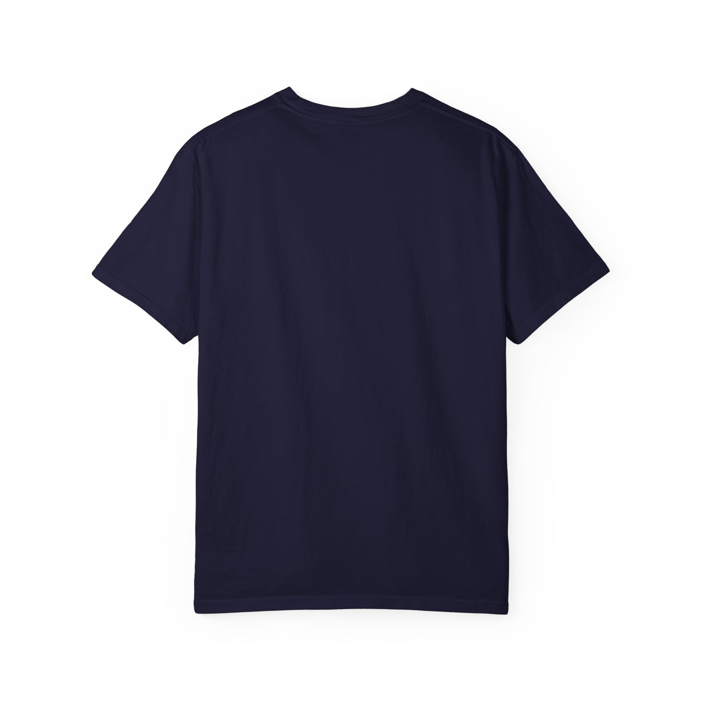 Navy T-shirt, plain front with crew neck and short sleeves