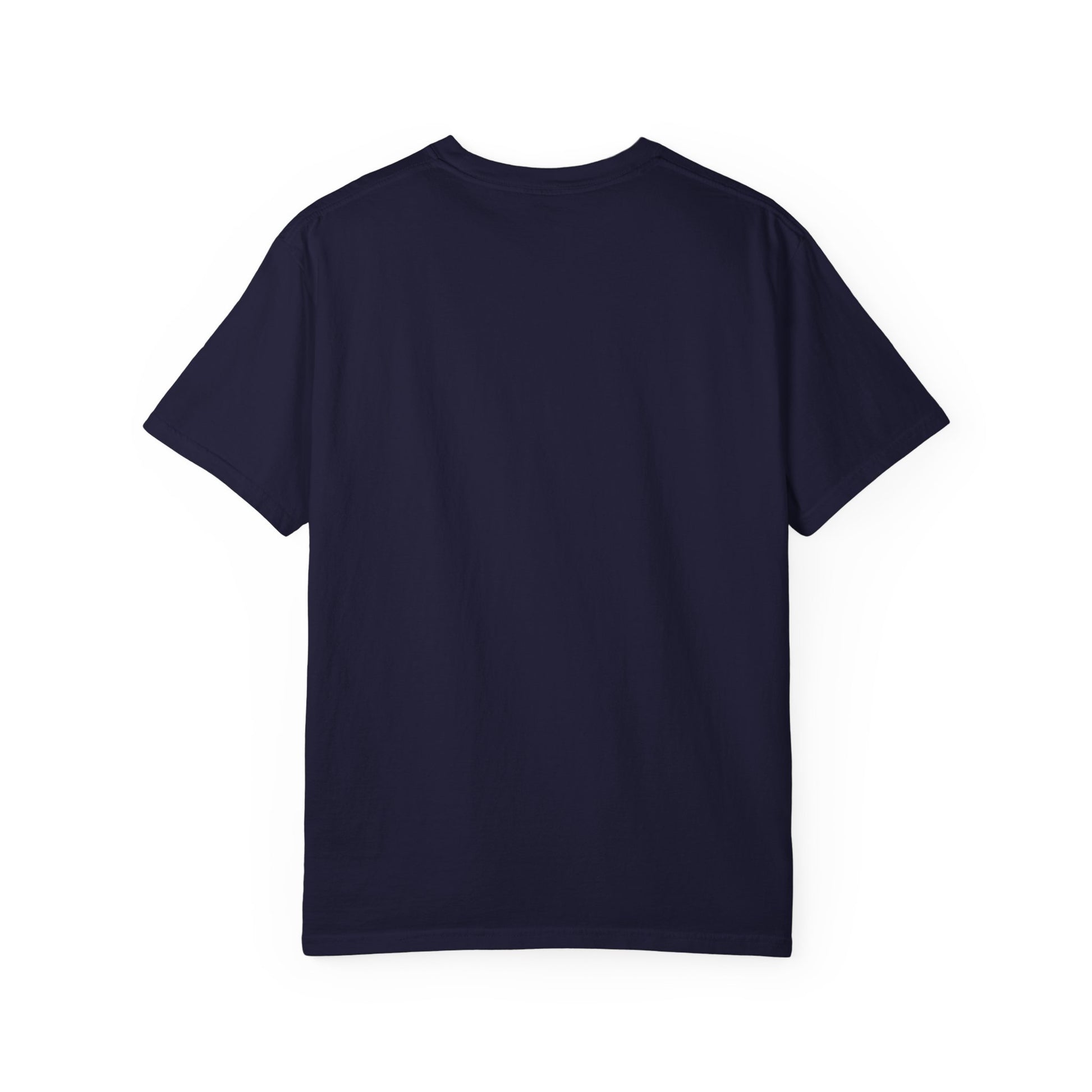 Navy T-shirt, plain front with crew neck and short sleeves