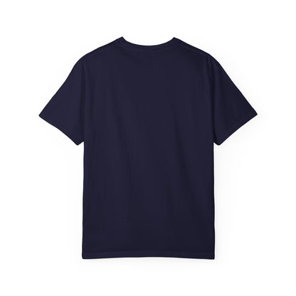 Navy T-shirt, plain front with crew neck and short sleeves