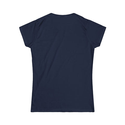 Navy crew-neck T-shirt with short sleeves, back view.