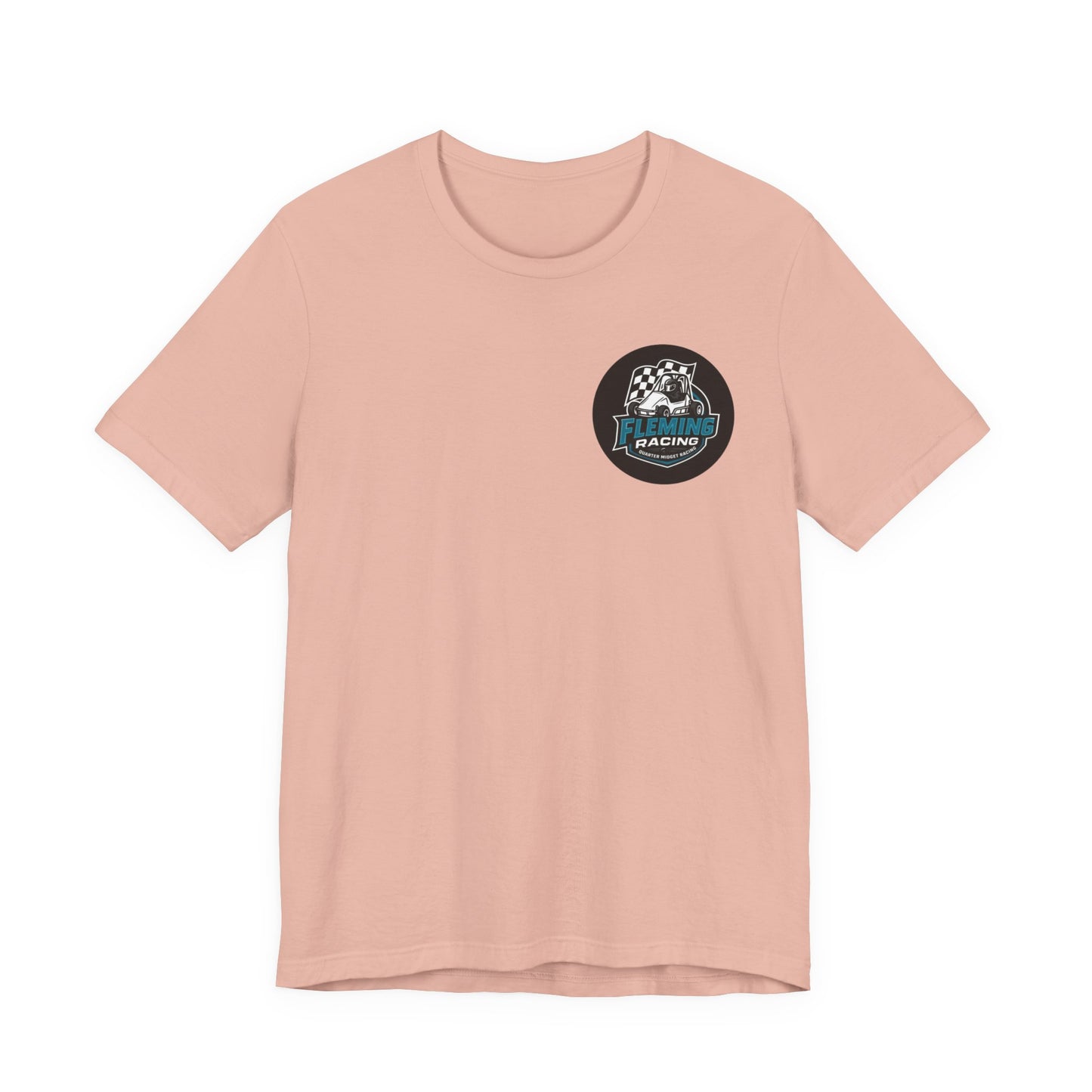 Coral racing logo T-shirt with round emblem on the chest