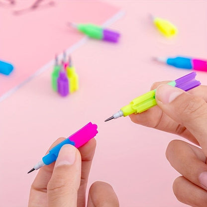 12pcs School Blocks Replaceable Core Rainbow Pencils Writing Tools Kids Gift Pencils Toy Stationery Pen Splicing Office Plastic 5.91*0.39inch - Renee Lane Company