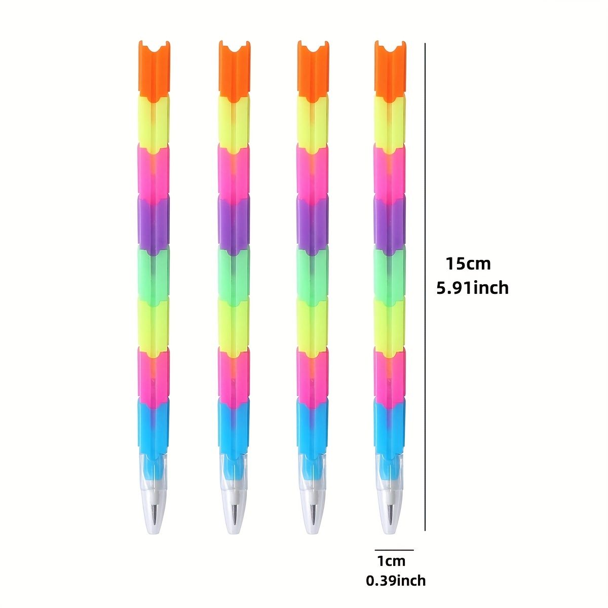 12pcs School Blocks Replaceable Core Rainbow Pencils Writing Tools Kids Gift Pencils Toy Stationery Pen Splicing Office Plastic 5.91*0.39inch - Renee Lane Company