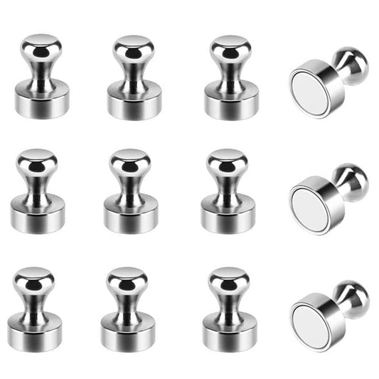 12pcs/Set Refrigerator Magnet Push Pin, Brushed Nickel Steel Fridge Magents, Magnetic Pushpins, Magnet Thumb Tacks, Magnets For Whiteboard, Kitchen, Office, Bulletin Board, Lockers - Renee Lane Company