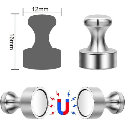 12pcs/Set Refrigerator Magnet Push Pin, Brushed Nickel Steel Fridge Magents, Magnetic Pushpins, Magnet Thumb Tacks, Magnets For Whiteboard, Kitchen, Office, Bulletin Board, Lockers - Renee Lane Company