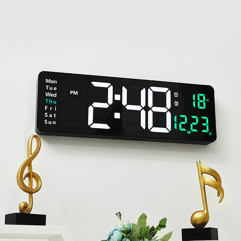13/16 Inches Large LED Digital Wall Clock ,Wall Mounted Remote Control Temperature Date Week Display Timer Dual Alarm Clock - Renee Lane Company
