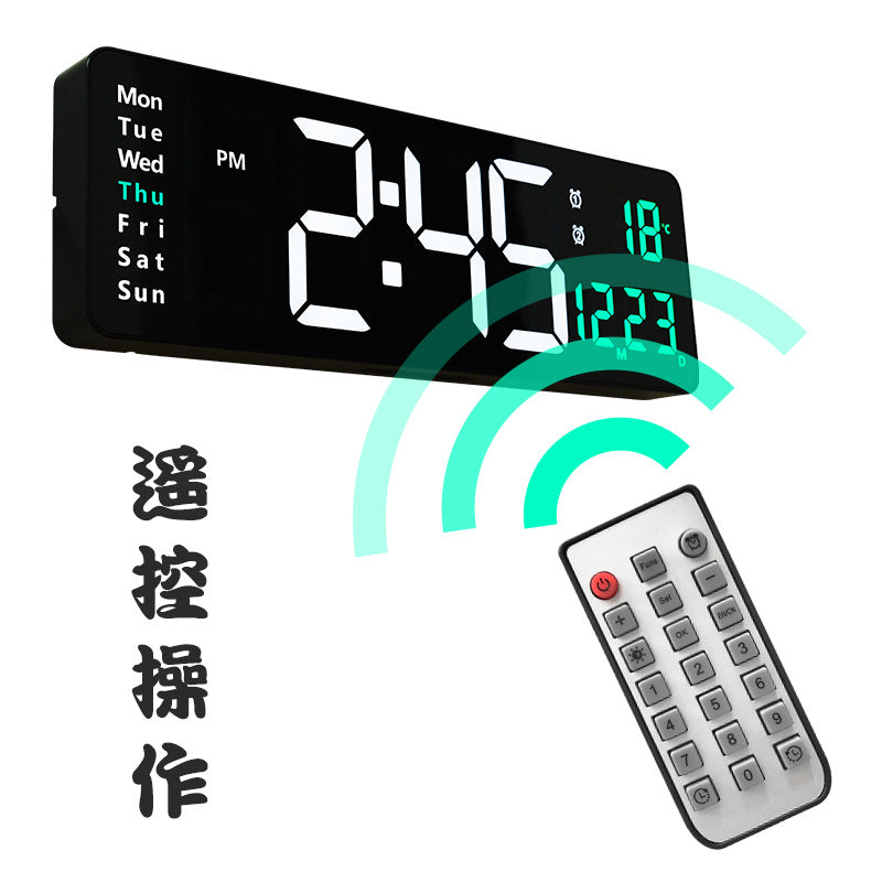 13/16 Inches Large LED Digital Wall Clock ,Wall Mounted Remote Control Temperature Date Week Display Timer Dual Alarm Clock - Renee Lane Company