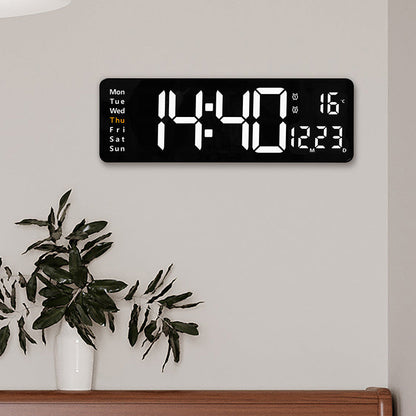13/16 Inches Large LED Digital Wall Clock ,Wall Mounted Remote Control Temperature Date Week Display Timer Dual Alarm Clock - Renee Lane Company