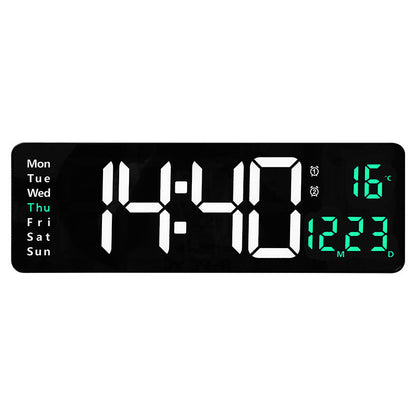 13/16 Inches Large LED Digital Wall Clock ,Wall Mounted Remote Control Temperature Date Week Display Timer Dual Alarm Clock - Renee Lane Company