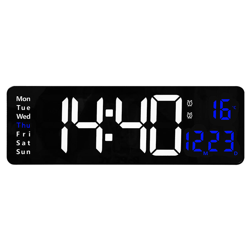 13/16 Inches Large LED Digital Wall Clock ,Wall Mounted Remote Control Temperature Date Week Display Timer Dual Alarm Clock - Renee Lane Company