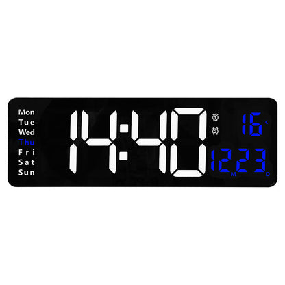 13/16 Inches Large LED Digital Wall Clock ,Wall Mounted Remote Control Temperature Date Week Display Timer Dual Alarm Clock - Renee Lane Company