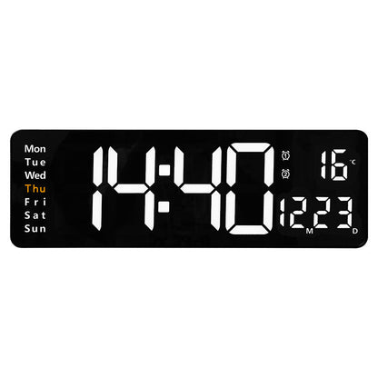 13/16 Inches Large LED Digital Wall Clock ,Wall Mounted Remote Control Temperature Date Week Display Timer Dual Alarm Clock - Renee Lane Company