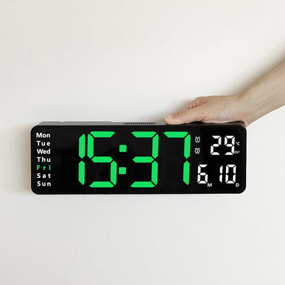 13/16 Inches Large LED Digital Wall Clock ,Wall Mounted Remote Control Temperature Date Week Display Timer Dual Alarm Clock - Renee Lane Company