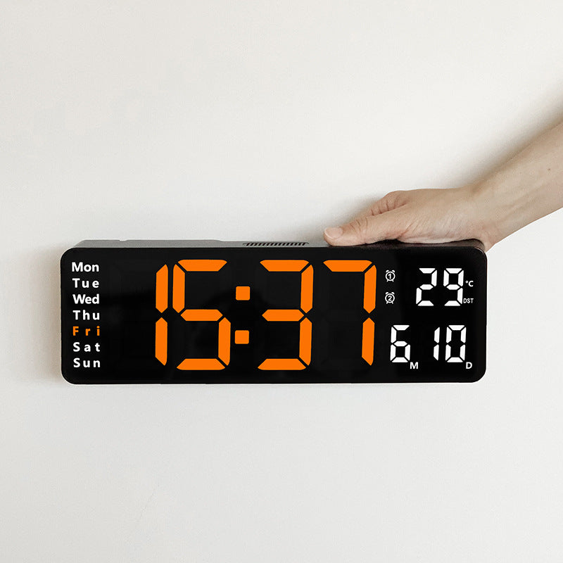 13/16 Inches Large LED Digital Wall Clock ,Wall Mounted Remote Control Temperature Date Week Display Timer Dual Alarm Clock - Renee Lane Company