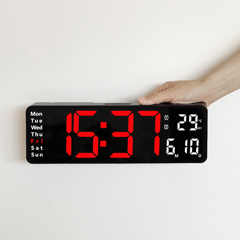 13/16 Inches Large LED Digital Wall Clock ,Wall Mounted Remote Control Temperature Date Week Display Timer Dual Alarm Clock - Renee Lane Company