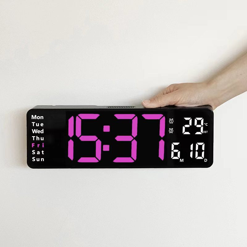 13/16 Inches Large LED Digital Wall Clock ,Wall Mounted Remote Control Temperature Date Week Display Timer Dual Alarm Clock - Renee Lane Company