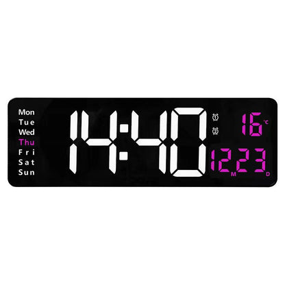 13/16 Inches Large LED Digital Wall Clock ,Wall Mounted Remote Control Temperature Date Week Display Timer Dual Alarm Clock - Renee Lane Company