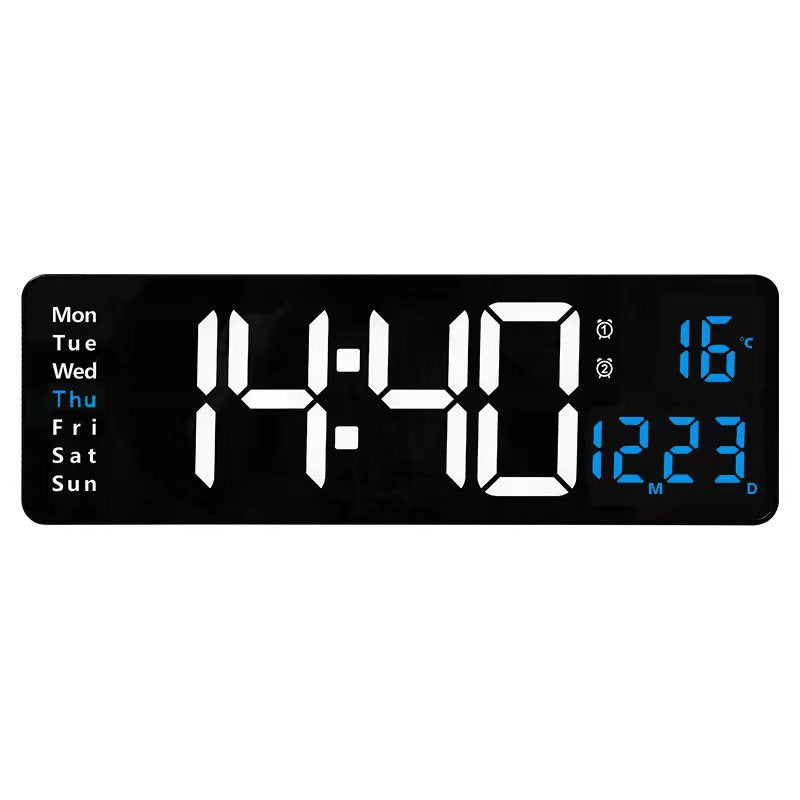 13/16 Inches Large LED Digital Wall Clock ,Wall Mounted Remote Control Temperature Date Week Display Timer Dual Alarm Clock - Renee Lane Company