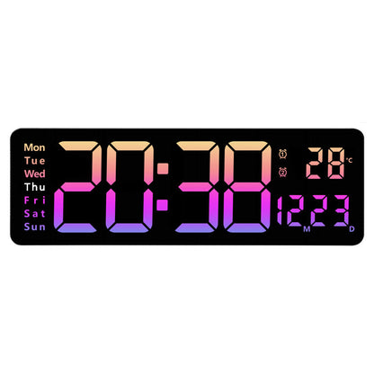 13/16 Inches Large LED Digital Wall Clock ,Wall Mounted Remote Control Temperature Date Week Display Timer Dual Alarm Clock - Renee Lane Company