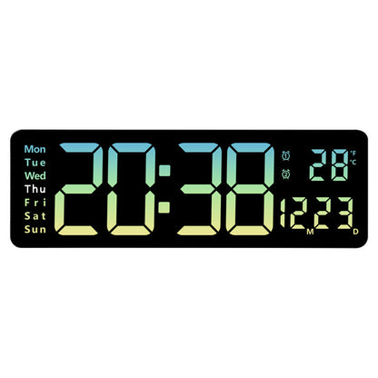 13/16 Inches Large LED Digital Wall Clock ,Wall Mounted Remote Control Temperature Date Week Display Timer Dual Alarm Clock - Renee Lane Company