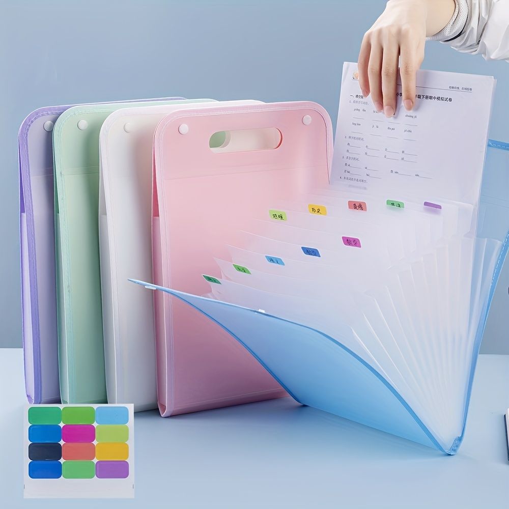 13-Grid A4 Portable File Folder, Multi-Layer, Large-Capacity, Hand-Held Organizer Bag - Perfect for Test Paper & File Storage - Renee Lane Company