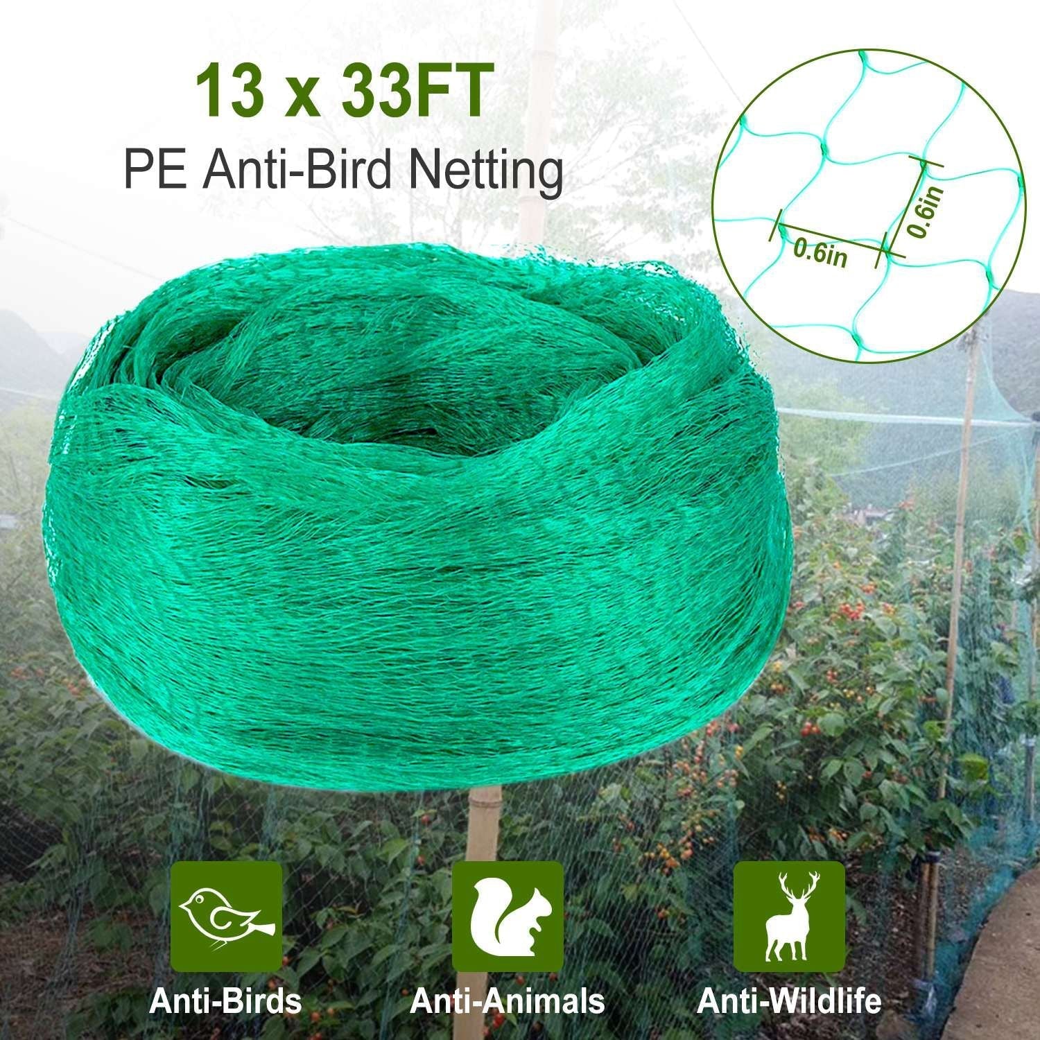 13 x 33ft Garden Netting Heavy Duty PE Anti Bird Netting Plants Fruits Tree Vegetables Protection Netting Net - Renee Lane Company