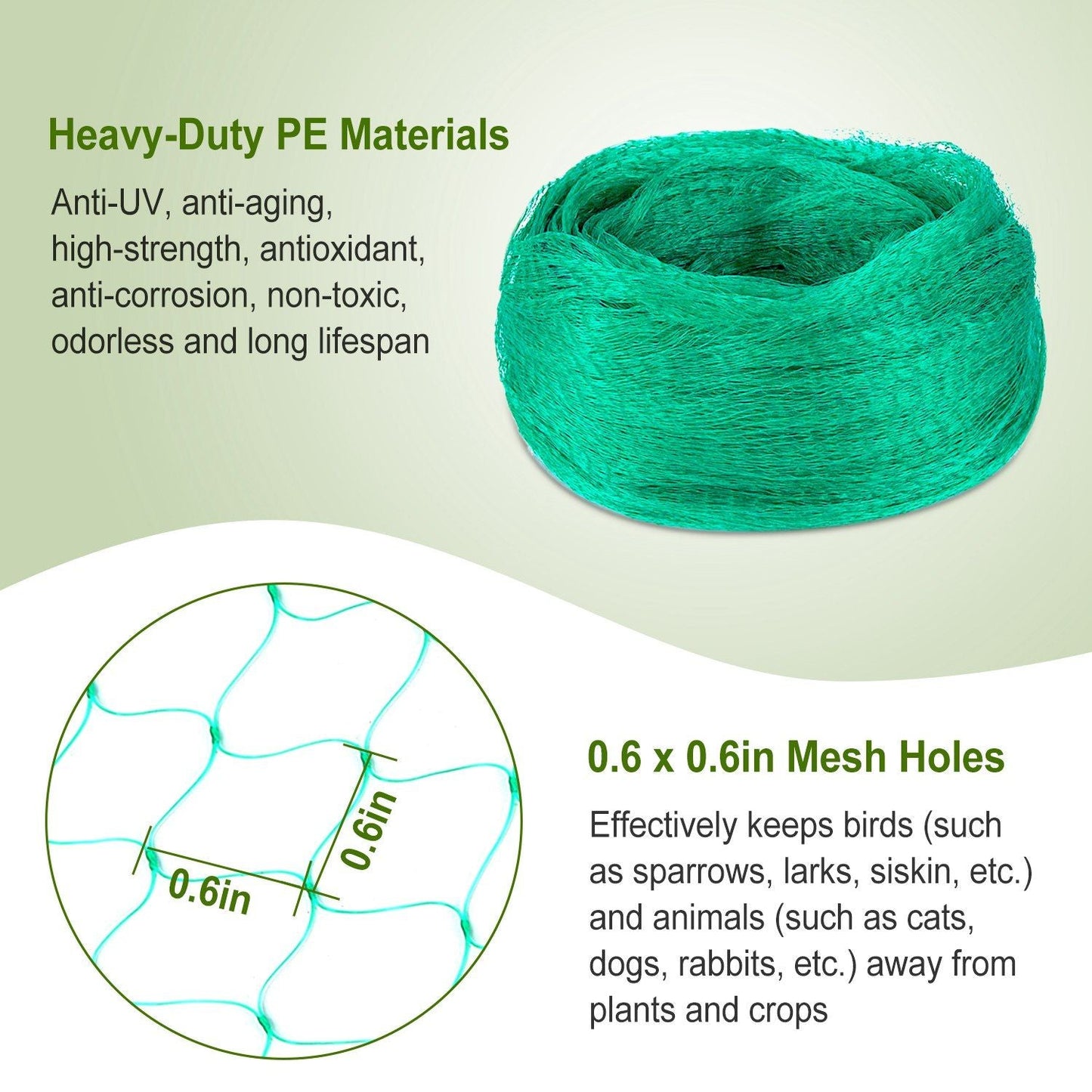 13 x 33ft Garden Netting Heavy Duty PE Anti Bird Netting Plants Fruits Tree Vegetables Protection Netting Net - Renee Lane Company