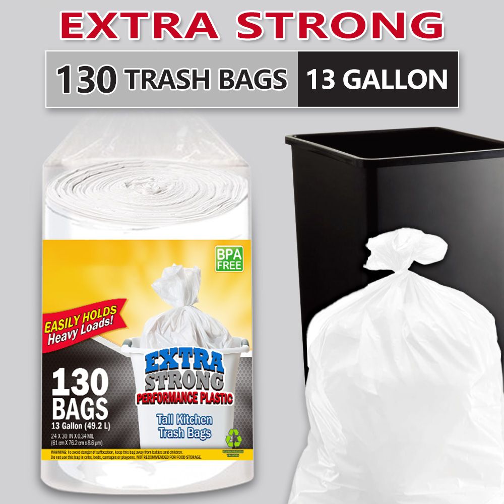 130 Bags 13 Gallon Expandable Heavy-Duty Plastic Multipurpose Disposable Garbage Bags-Super Strong, Leak-Resistant, And Odor-Proof For Bedroom, Kitchen, Living Room, Outdoor, And Toilet - Renee Lane Company