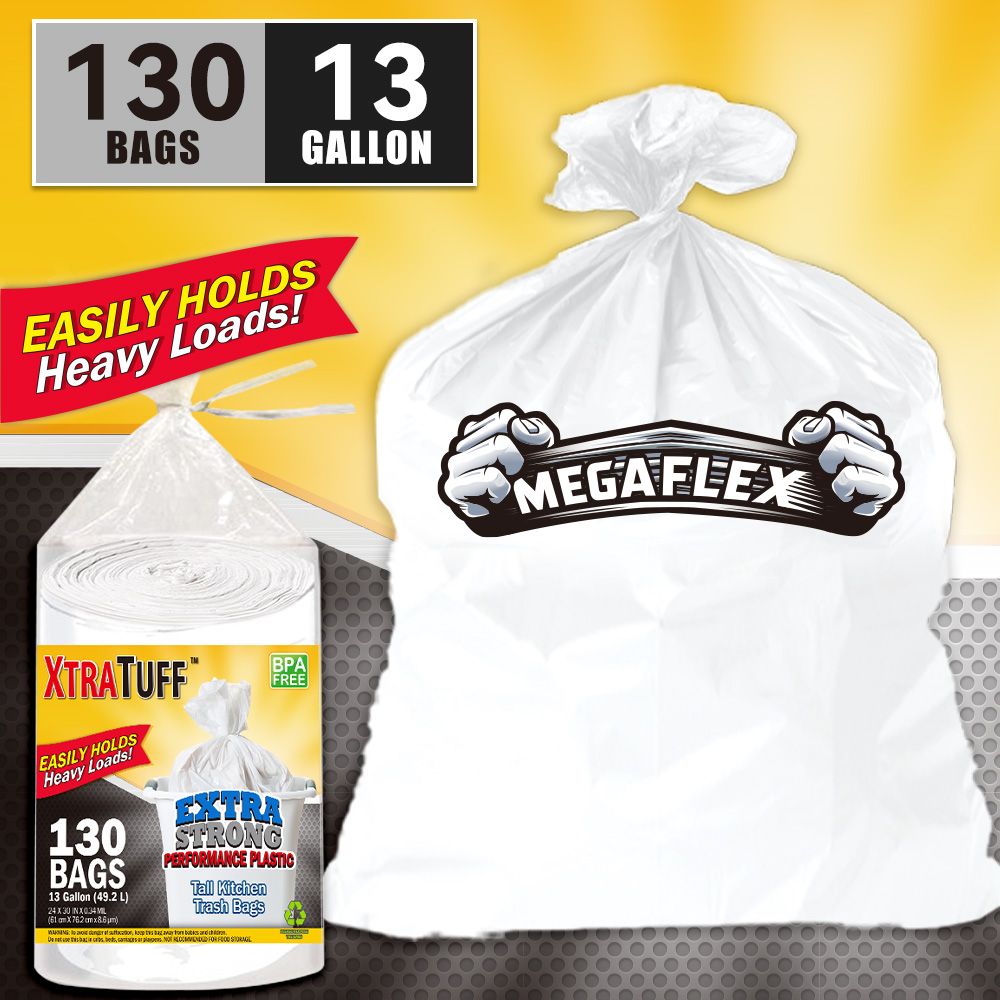 130 Bags 13 Gallon Expandable Heavy-Duty Plastic Multipurpose Disposable Garbage Bags-Super Strong, Leak-Resistant, And Odor-Proof For Bedroom, Kitchen, Living Room, Outdoor, And Toilet - Renee Lane Company