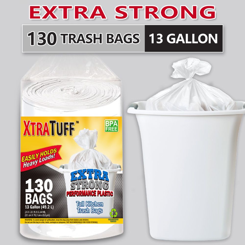 130 Bags 13 Gallon Expandable Heavy-Duty Plastic Multipurpose Disposable Garbage Bags-Super Strong, Leak-Resistant, And Odor-Proof For Bedroom, Kitchen, Living Room, Outdoor, And Toilet - Renee Lane Company