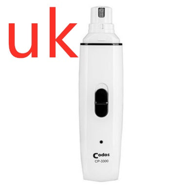 Electric pet nail grinder with UK plug and white body