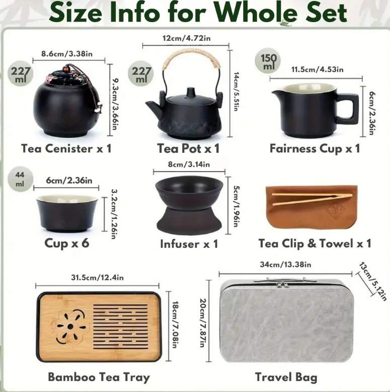 14-Piece Portable Travel Tea Set - Renee Lane Company